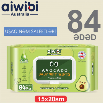 Uşaqlar üçün nəm salfetlər Aiwibi Water Wipes Avocado 84 əd